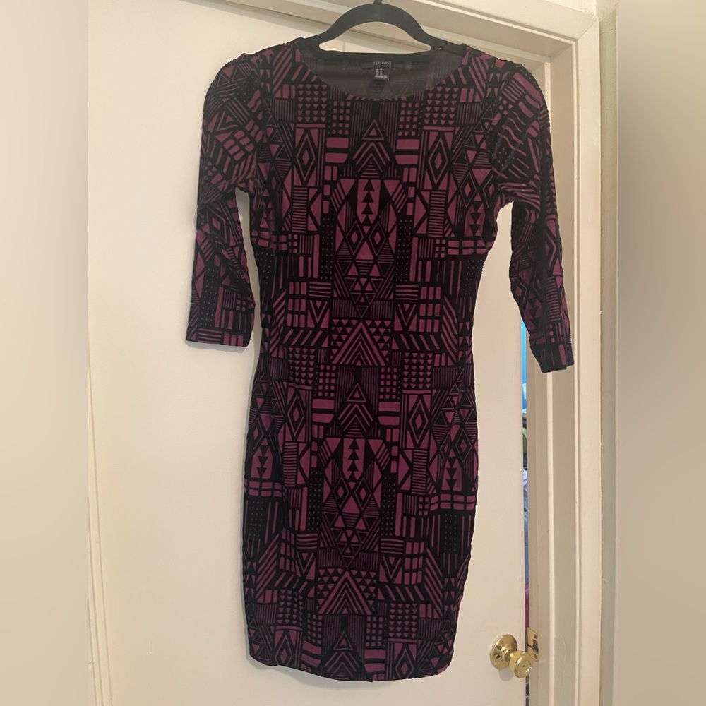 Forever 21 Tribal Velour Bodycon Dress